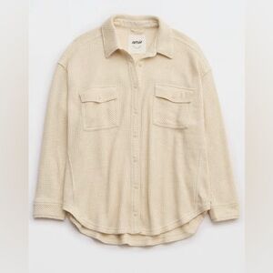 NWOT Aerie women’s waffle lumber Cream Button-Up Shirt